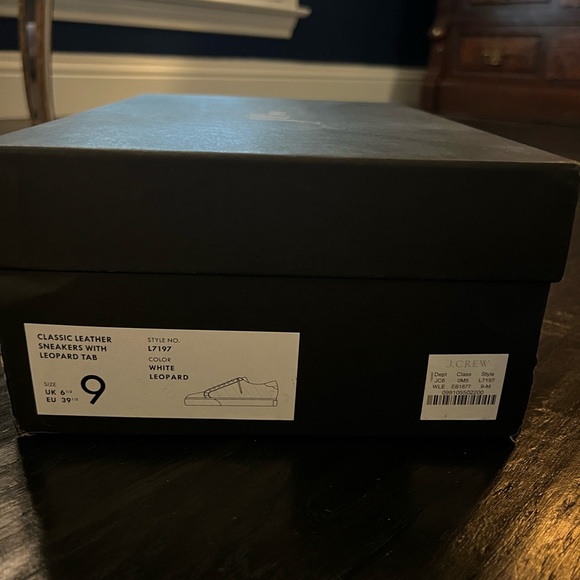 J Crew Classic Leather Sneakers with Leopard Tag - Picture 2 of 3